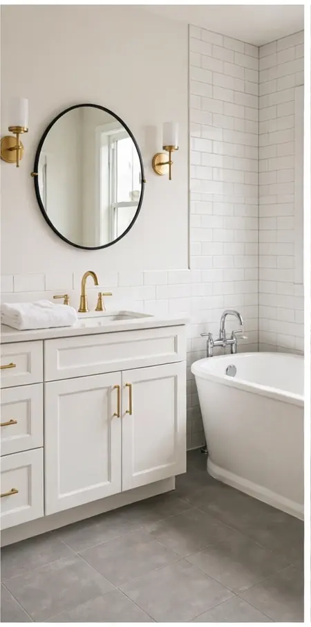 The same bathroom dry and spotless after cleanup